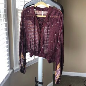 Cropped Embellished Sheer Free People Top